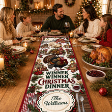 Load image into Gallery viewer, “Winner Winner Christmas Dinner” - Personalized Quilted Table Runner - Unique Gift for Family, Friends, and Hosts