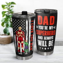 Load image into Gallery viewer, Personalized Superhero Dad Tumbler - Father's Day Gift Tumbler Cup PopCulturePrints