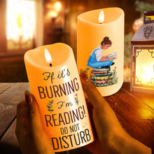 Load image into Gallery viewer, Personalized LED Candle for Book Lovers - 'If it's Burning, I'm Reading!' Led Candle PopCulturePrints