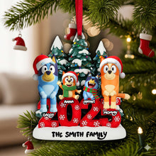 Load image into Gallery viewer, Joyful Puppy Family Ornament - Personalized Family Christmas Gift Ornament PopCulturePrints