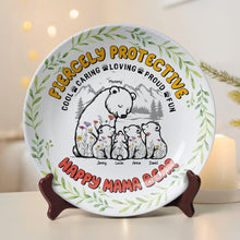 Load image into Gallery viewer, Fiercely Protective - Personalized Ceramic Round Plate for Mom & Grandma Ceramic Round Plate PopCulturePrints