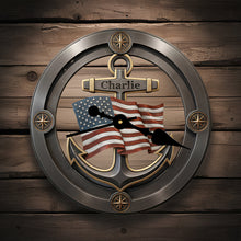 Load image into Gallery viewer, Time to Sail: Personalized Nautical Anchor Acrylic Clock - A Meaningful Gift for Veterans and Maritime Lovers Hanging Wall Clock PopCulturePrints