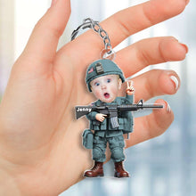 Load image into Gallery viewer, Custom Military Kid Keychain - Personalized Gift for Young Warriors Keychains PopCulturePrints