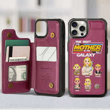 Load image into Gallery viewer, “The Best Mother in the Galaxy” - Personalized Leather Flip Wallet Phone Case - Gift for Mom & Grandma Phone Case PopCulturePrints