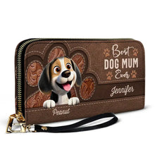 Load image into Gallery viewer, Best Dog Mom Ever 3D Effect - Personalized Leather Long Wallet for Pet Lovers Leather Long Wallet PopCulturePrints