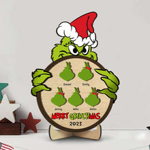 Load image into Gallery viewer, Personalized Grinch Family Christmas Wood Sign - Custom Holiday Decor Wood Sign PopCulturePrints