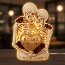 Load image into Gallery viewer, “Love You To Death” - Skeleton Couple Light Box - Personalized Gift for Couples Light Box PopCulturePrints