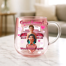 Load image into Gallery viewer, Great Fanny! Would Ride Again – Personalized Naughty Couple 3D Heart Glass Mug 3D Heart Glass Mug PopCulturePrints