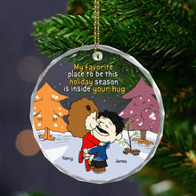 Load image into Gallery viewer, Personalized Couple Ornament - Cozy Hugs Under the Snow | Valentine's Day Gifts Ornament PopCulturePrints