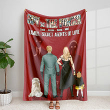 Load image into Gallery viewer, Personalized Family Spy Blanket: Secret Agents of Love Blanket PopCulturePrints