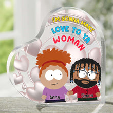 Load image into Gallery viewer, Heart-Shaped Personalized Couple Acrylic Plaque - Valentine's Day Gifts Shaped Plaques PopCulturePrints