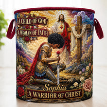 Load image into Gallery viewer, Kneeling Knight Quilted Laundry Basket - Personalized Gifts For Christians 01hudt180726 Laundry Basket PopCulturePrints