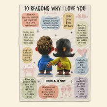 Load image into Gallery viewer, Personalized Couple Blanket - 70 Reasons Why I Love You Blanket PopCulturePrints