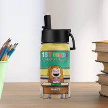 Load image into Gallery viewer, Personalized 1st Grade Adventure Awaits Water Bottle Tumbler Cup PopCulturePrints