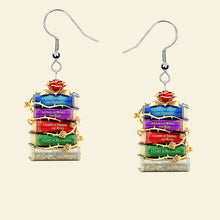 Load image into Gallery viewer, "Find Your Next Favorite Read - Bookstack Earrings, Personalized Gifts for Book Lovers" Earrings PopCulturePrints