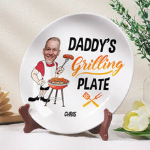 Load image into Gallery viewer, “Grill Like a Pro: Daddy's Ultimate Grilling Plate” - Custom Ceramic Plate for Dad and Grandpa Ceramic Plate PopCulturePrints