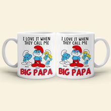 Load image into Gallery viewer, Personalized 'Big Papa' Smurfs Coffee Mug Coffee Mug PopCulturePrints