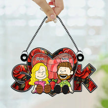 Load image into Gallery viewer, Personalized Couple Suncatcher Ornament | Heart-Shaped Custom Gift Ornament PopCulturePrints