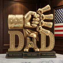 Load image into Gallery viewer, “The Unbreakable Bond” - Veteran Dad’s Guiding Hand Acrylic Plaque - Personalized Gift for Dads, Grandpas, and Heroes Shaped Plaques PopCulturePrints