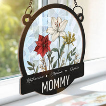 Load image into Gallery viewer, "Cherish Every Moment, Celebrate Love" - Personalized Window Hanging Suncatcher Ornament - Gift for Nana, Grandma, Mom Suncatcher Ornament PopCulturePrints