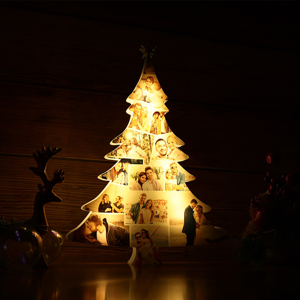 Personalized Christmas Tree Shaped Photo Light - Custom Family Gift Led Night Light PopCulturePrints