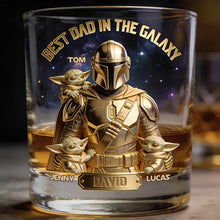 Load image into Gallery viewer, “Best Dad in the Galaxy” - Personalized Round Glass - Gift for Dad, Grandpa, and All Star Dads Glass PopCulturePrints