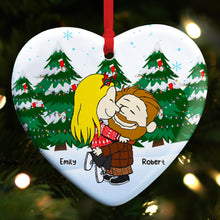 Load image into Gallery viewer, Kissing Couple Heart Ornament - Customizable Christmas Gift for Couples, Friends, and Family Ornament PopCulturePrints
