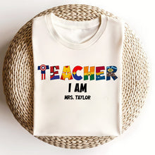 Load image into Gallery viewer, Custom Teacher Shirt with Superhero Alphabet Design Shirts PopCulturePrints