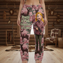 Load image into Gallery viewer, Pretty in Pink, Dangerous in Camo - Personalized Hunting Girl Pajama Pants Pajama Pant PopCulturePrints