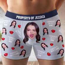 Load image into Gallery viewer, Custom Photo Boxer Shorts for Couples - I Licked It So It's Mine Boxer Briefs PopCulturePrints