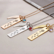 Load image into Gallery viewer, “Cherish Each Moment” - Personalized Birthstone Charm Necklace for Moms and Kids Birthstone Charm Necklace PopCulturePrints