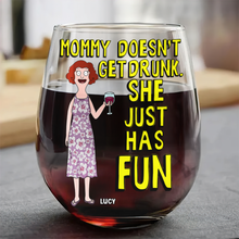 Load image into Gallery viewer, "Mommy Doesn't Get Drunk, She Just Has Fun" - Personalized Egg Cup for Mom, Perfect Gift for Mother's Day Glass Egg Cup PopCulturePrints