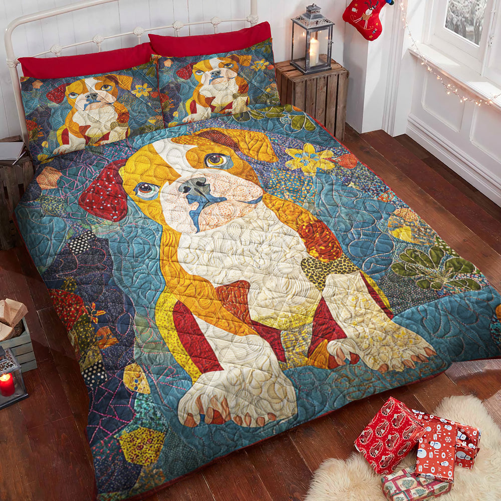 Colorful Boxers Dog Christmas Quilt Set for Dog Lovers Blanket PopCulturePrints
