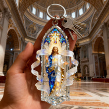 Load image into Gallery viewer, Illuminate Your Faith - Sacred Light Jesus Keychain - Personalized Gift for Christians Keychains PopCulturePrints