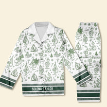 Load image into Gallery viewer, "Embrace the Holiday Spirit with Comfort - Christmas Toile de Jouy Button Up Pajamas, Personalized Gift for Her" Pajama Set PopCulturePrints