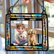 Load image into Gallery viewer, Cherish Your Love for Pups - Personalized Dog Mom & Dog Dad Hanging Suncatcher Ornament Suncatcher Ornament PopCulturePrints