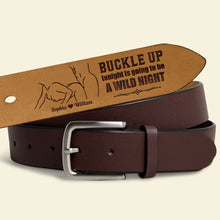 Load image into Gallery viewer, Personalized Leather Belt for Couples - Buckle Up for a Wild Night Belts PopCulturePrints