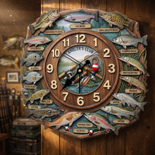Load image into Gallery viewer, Time for Fishing: Personalized Fishing Lover Clock - Custom Wall Clock for Fishing Enthusiasts Hanging Wall Clock PopCulturePrints