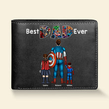 Load image into Gallery viewer, Custom Super Dad PU Leather Wallet - Personalized Gift Leather Wallet PopCulturePrints