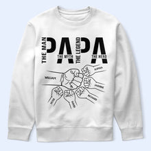 Load image into Gallery viewer, Papa: The Man, The Myth, The Legend, The Hero - Personalized T-Shirt for Dad T-shirt PopCulturePrints