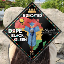 Load image into Gallery viewer, Celebrate Your Achievement - Dope Black King Queen - Personalized Graduation Cap Topper Graduation Cap Topper PopCulturePrints