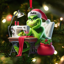 Load image into Gallery viewer, Personalized Grinch Sewing Christmas Ornament for Craft Lovers Ornament PopCulturePrints