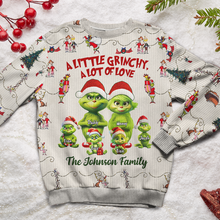 Load image into Gallery viewer, Personalized Family Grinch Christmas Sweater - A Little Grinchy, A Lot of Love AOP Products PopCulturePrints