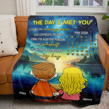 Load image into Gallery viewer, Personalized Cartoon Couple Blanket - The Day I Met You Blanket PopCulturePrints