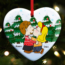 Load image into Gallery viewer, Kissing Couple Heart Ornament - Customizable Christmas Gift for Couples, Friends, and Family Ornament PopCulturePrints