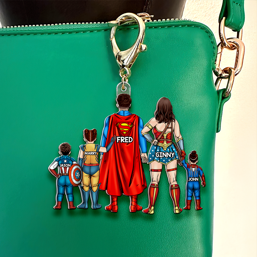 Family Is Our Superpower - Personalized Keychain for Dad, Mom, Kids Keychains PopCulturePrints
