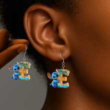 Load image into Gallery viewer, Embrace Joy with Our Blue Monsters Alphabet Earrings - Personalized Gift For Her Earrings PopCulturePrints
