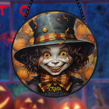 Load image into Gallery viewer, Personalized Halloween Family Wood Sign - Custom Cartoon Character Design Suncatcher PopCulturePrints