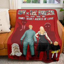Load image into Gallery viewer, Personalized Family Spy Blanket: Secret Agents of Love Blanket PopCulturePrints