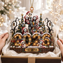 Load image into Gallery viewer, “Celebrate Your Spooky Family Spirit” - Spooky Family Christmas Ornament - Personalized Gifts for Family Ornament PopCulturePrints